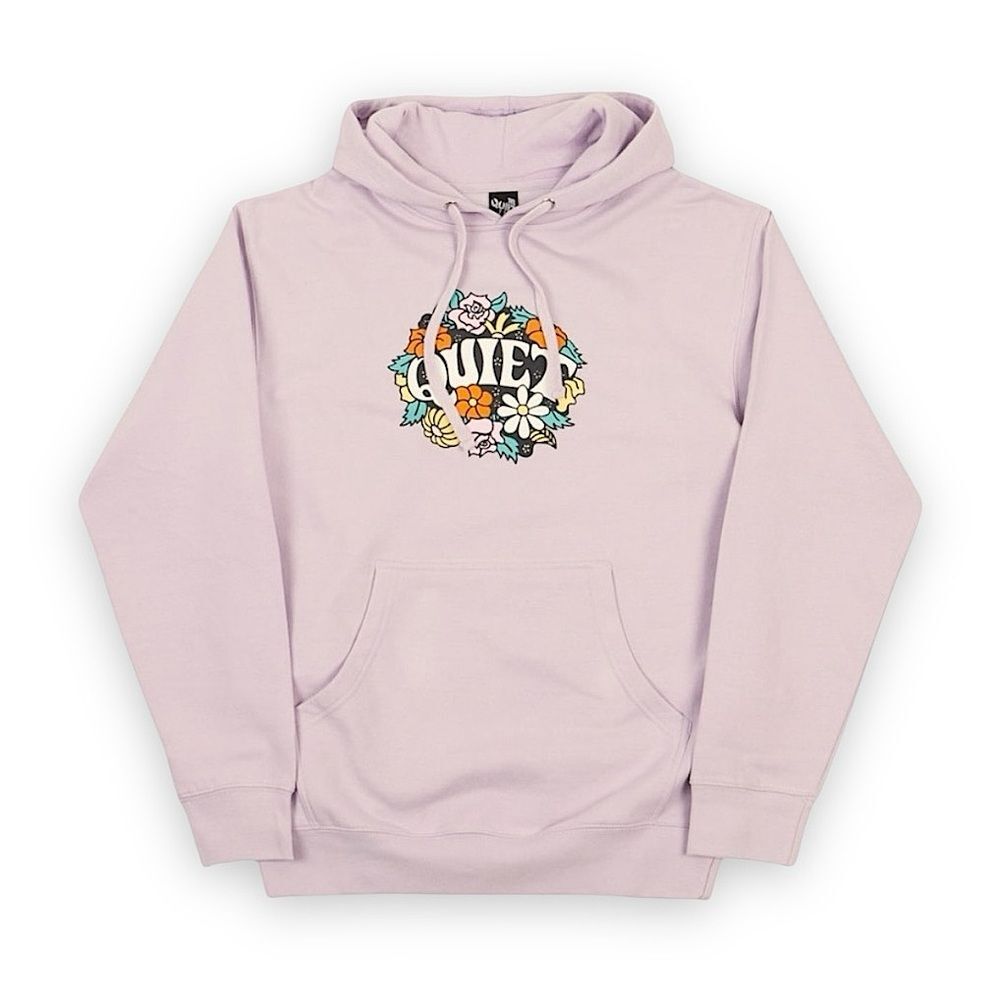 Lilac Floral Graphic Hoodie with Drawstring Hood